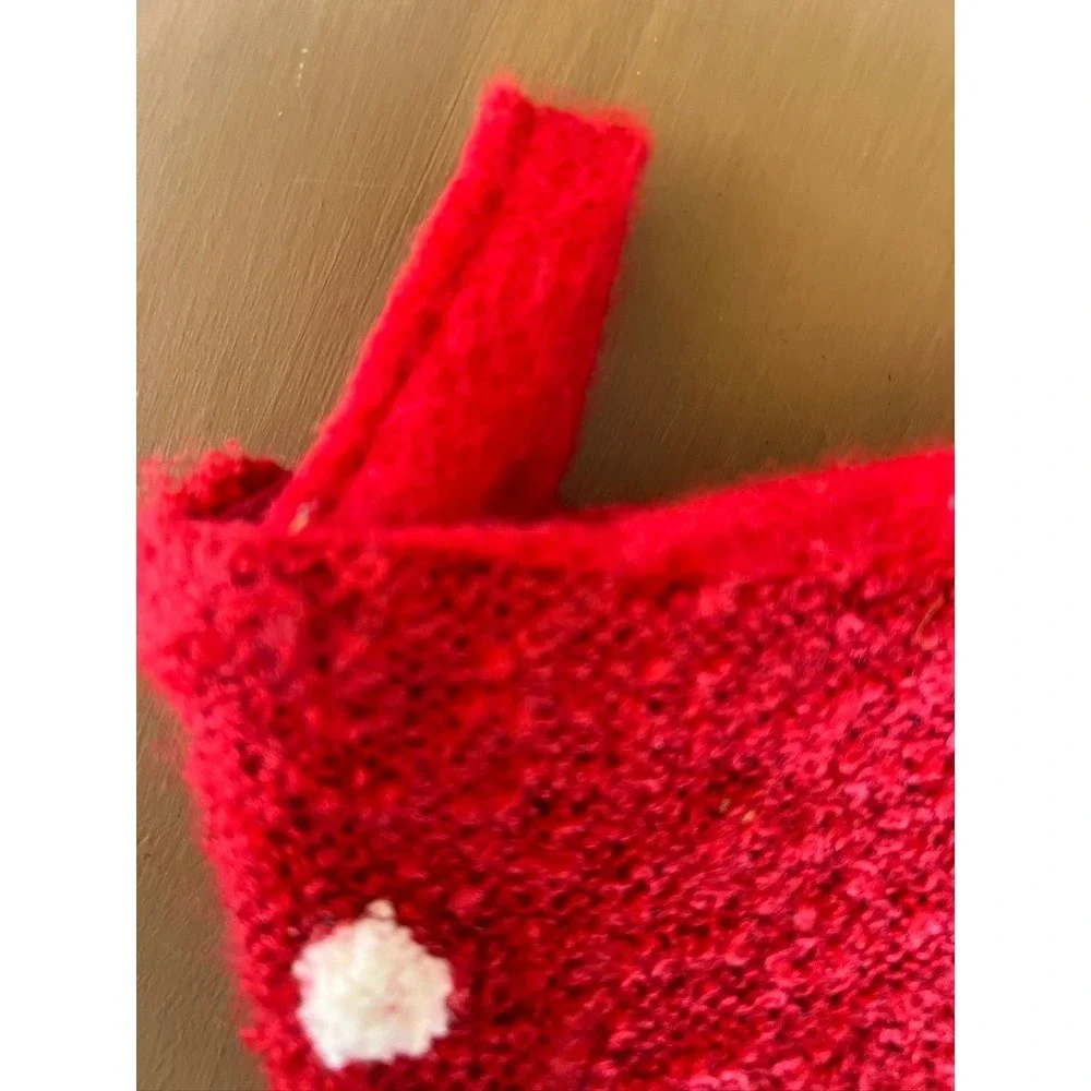 Christmas Stocking Red White Snowflake Soft Chenille Feel Cozy Hygge Traditional